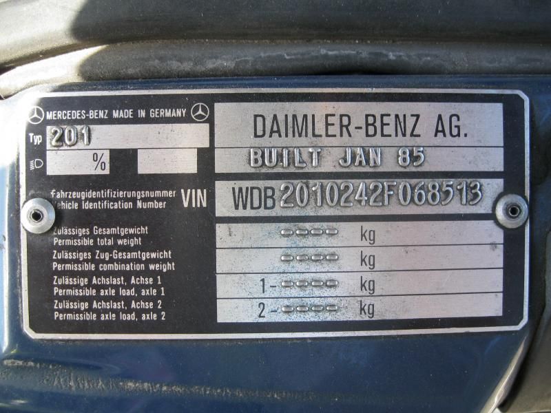 Пример идентификационной таблички с ВИН на кузове