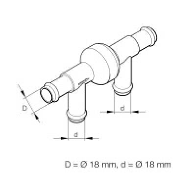 Обратный тосольный клапан d=18mm (4 патрубка)