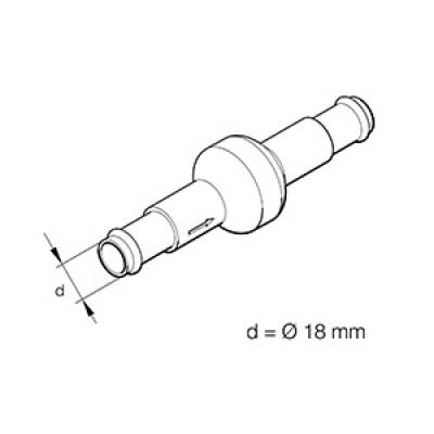 Обратный тосольный клапан d=18mm (2 патрубка)